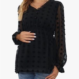 Maacie Maternity Black Swiss Dot Top
